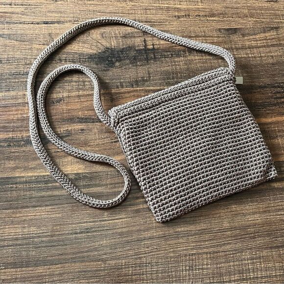 The SAK Tan Woven Square Zip Top with Flap Crossbody Shoulder Mini Bag Purse - Picture 2 of 11